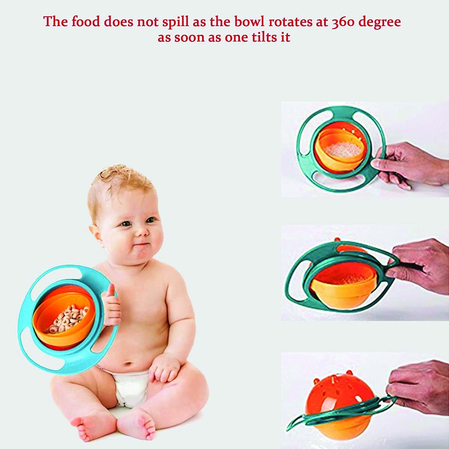 Portable Non Spill Feeding Toddler Gyro Bowl 360 Degree Rotating Dish