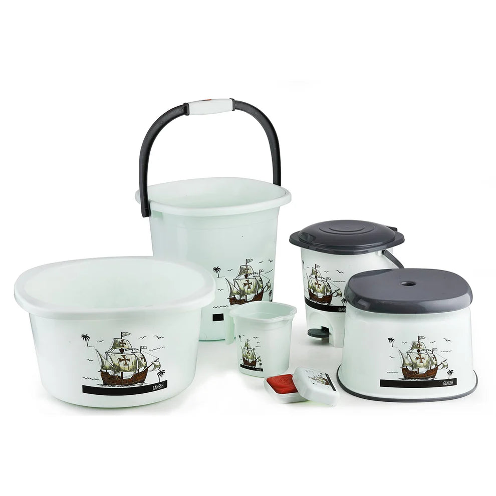 Plastic Bathroom Accessories Set 6 Pcs Bath Set