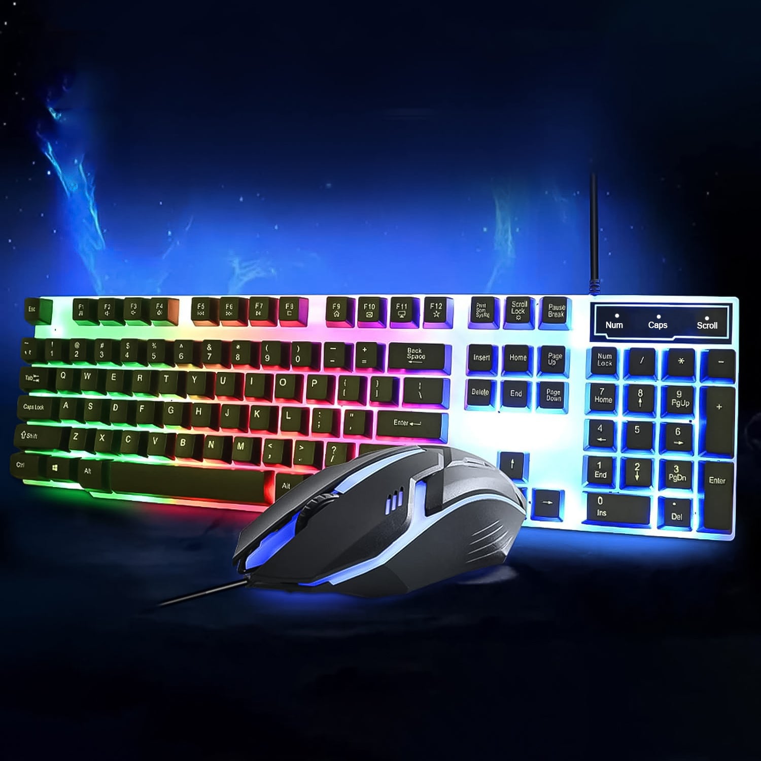 Key Colorful Lighting Keyboard Mouse Set (2 Pc Set)