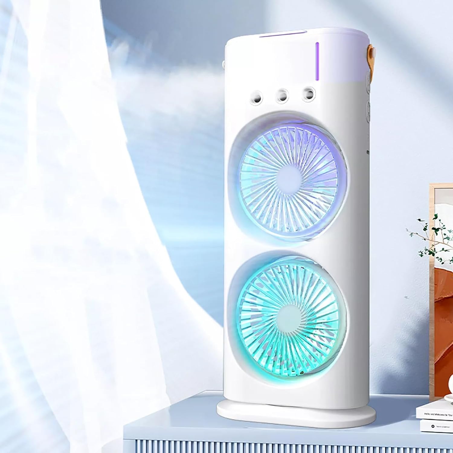 Electric Fan Desktop Double-head Powerful Air Cooler (1 Pc With Remote)