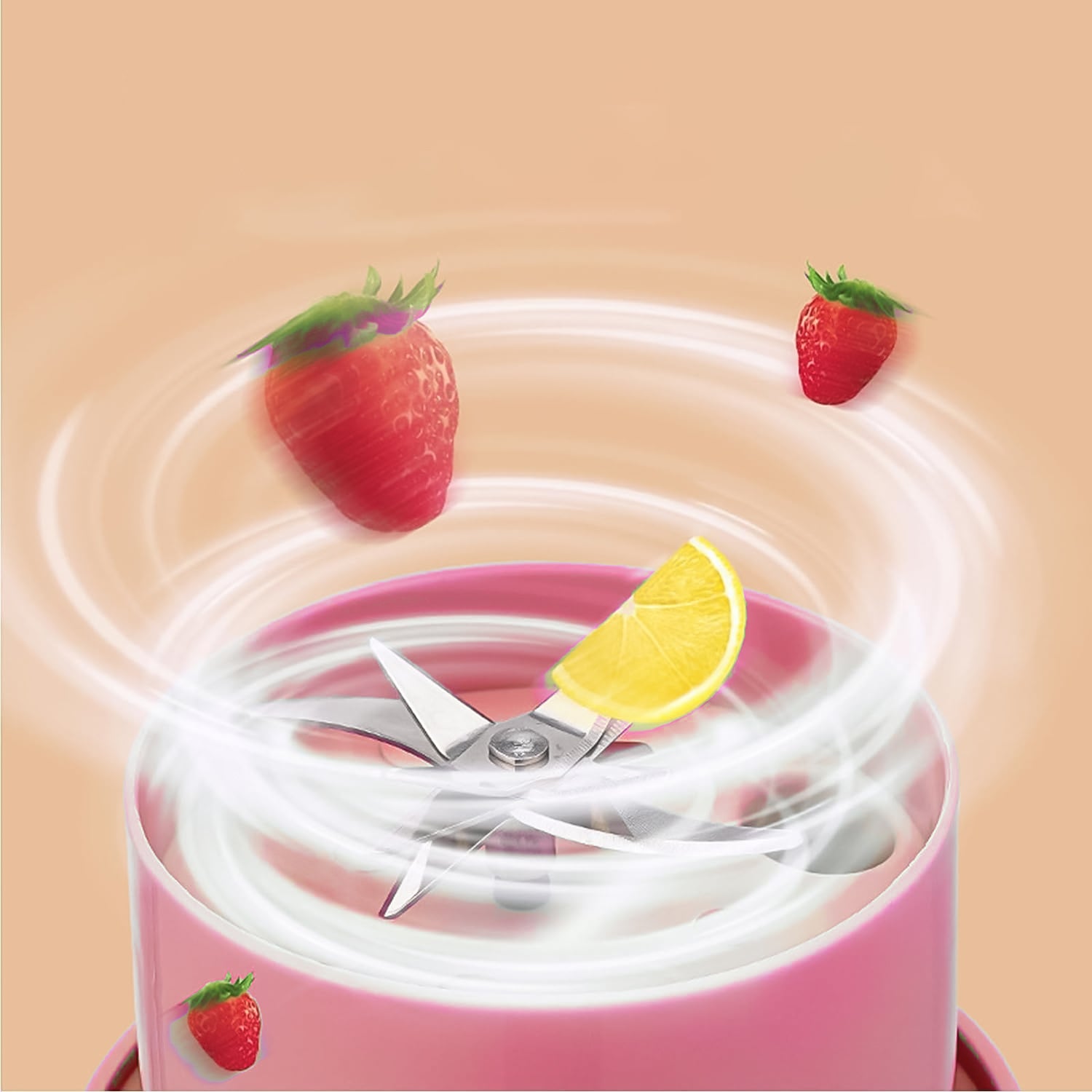 Portable Crusher Juicer With Handle Straw USB Rechargeable 6 Blades (420 Ml)