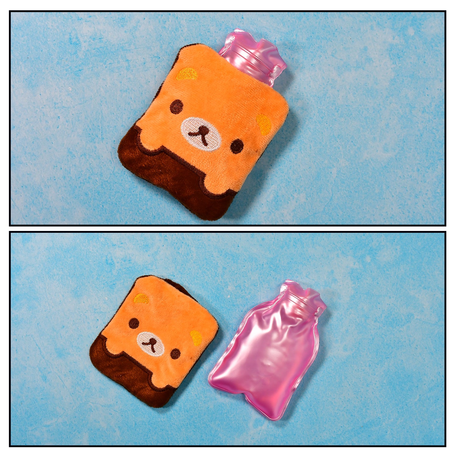 Brown Panda Print Small Hot Water Bag With Cover For Pain Relief