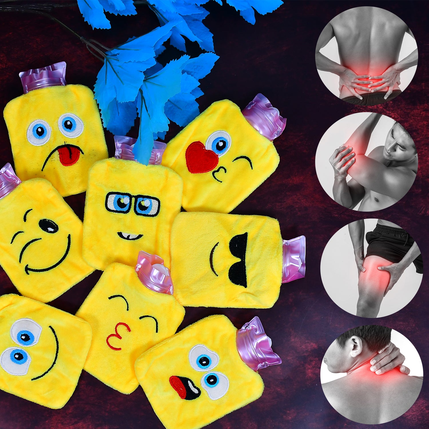 Mix Emoji Designs Small Hot Water Bag With Cover For Pain Relief (1 Pc)