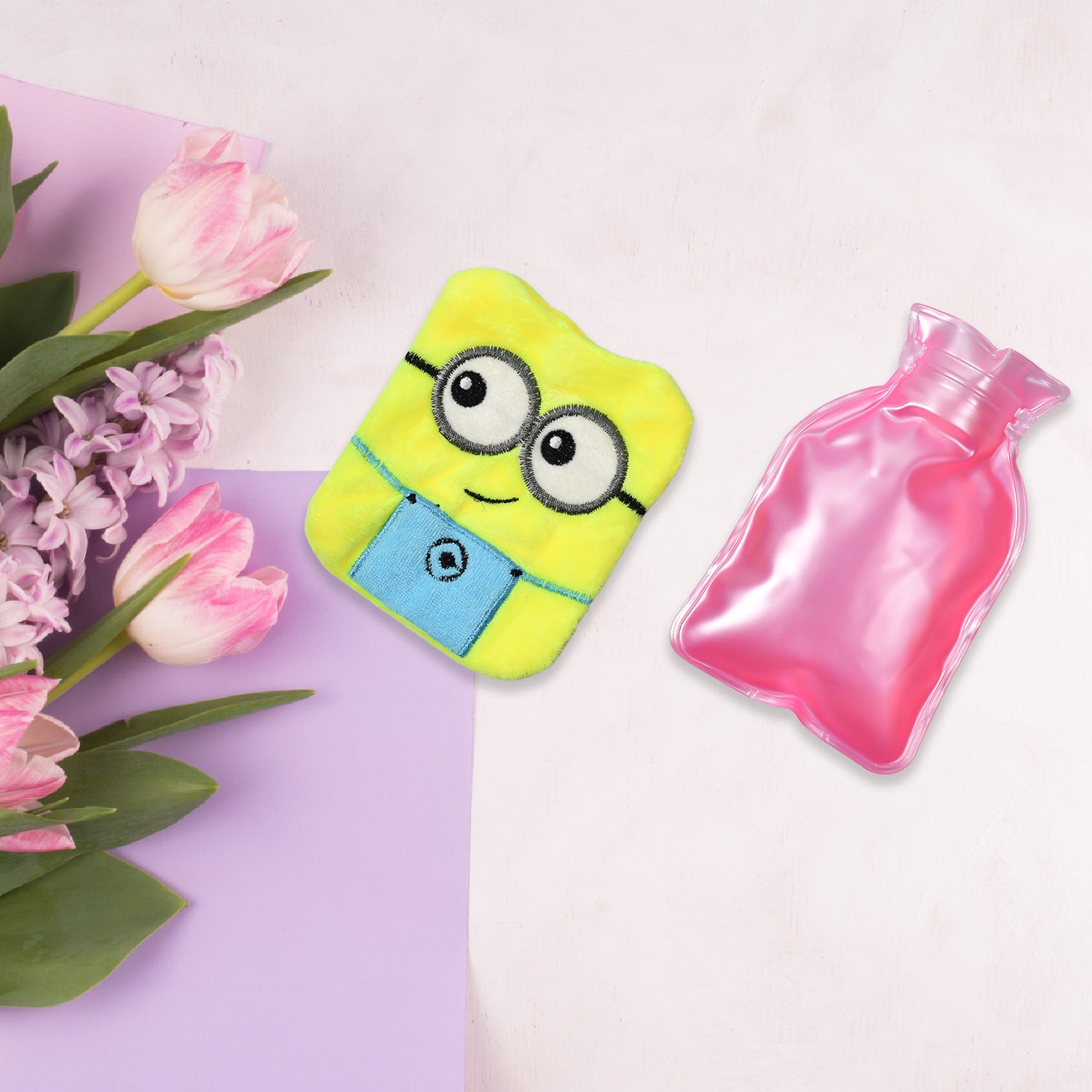 2 Eye Minions Small Hot Water Bag With Cover For Pain Relief