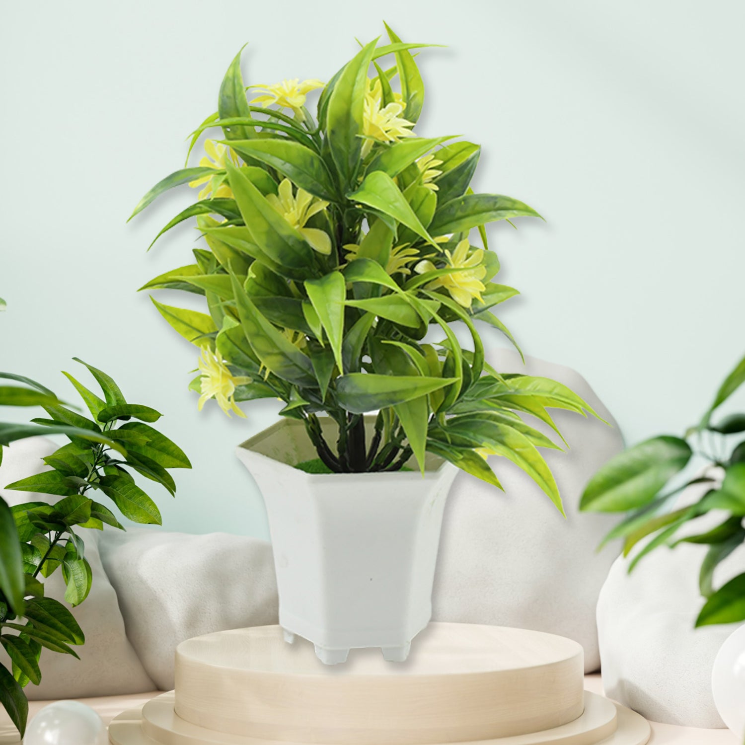 Wild Artificial Flower Plants With Cute Pot (1 Pc)