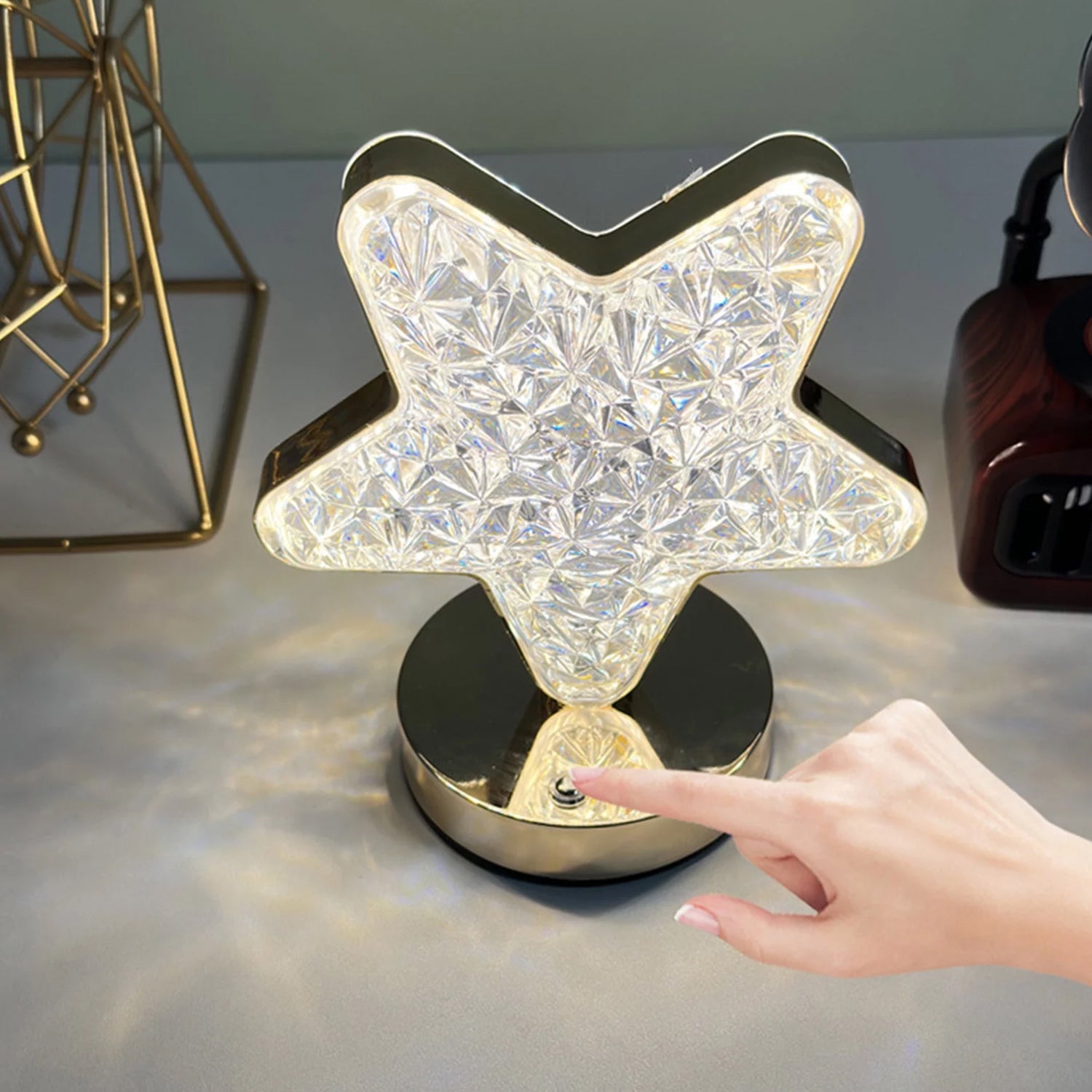 Star Shape Crystal Diamond Lamp Cordless Luxury Lamp (1 Pc )