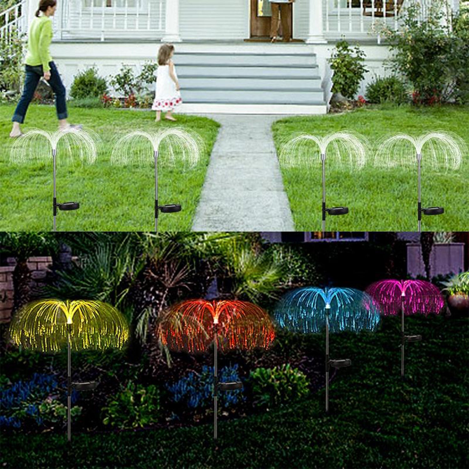 2 pcs Garden Solar Outdoor Lights Decorative 7 Colors Changing RGB Light