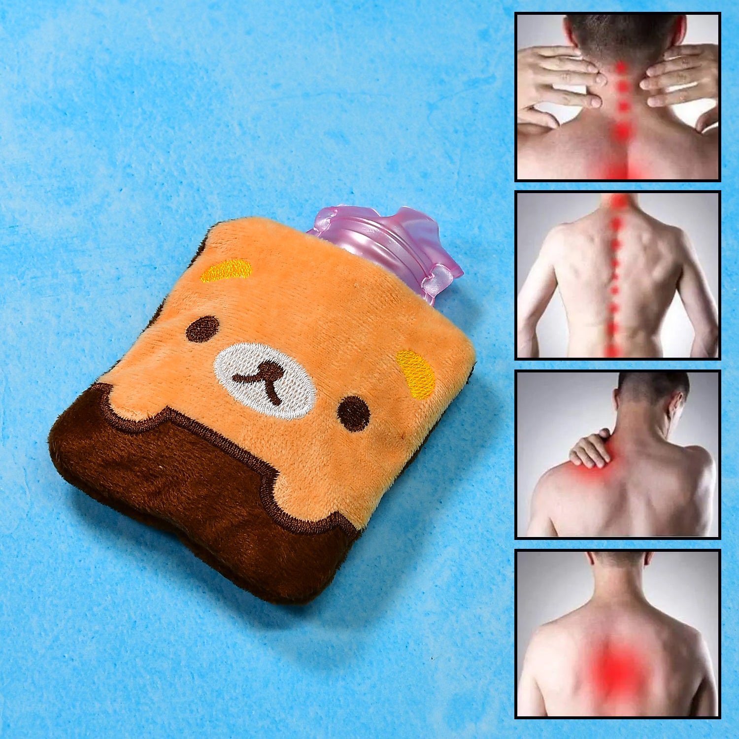Brown Panda Print Small Hot Water Bag With Cover For Pain Relief