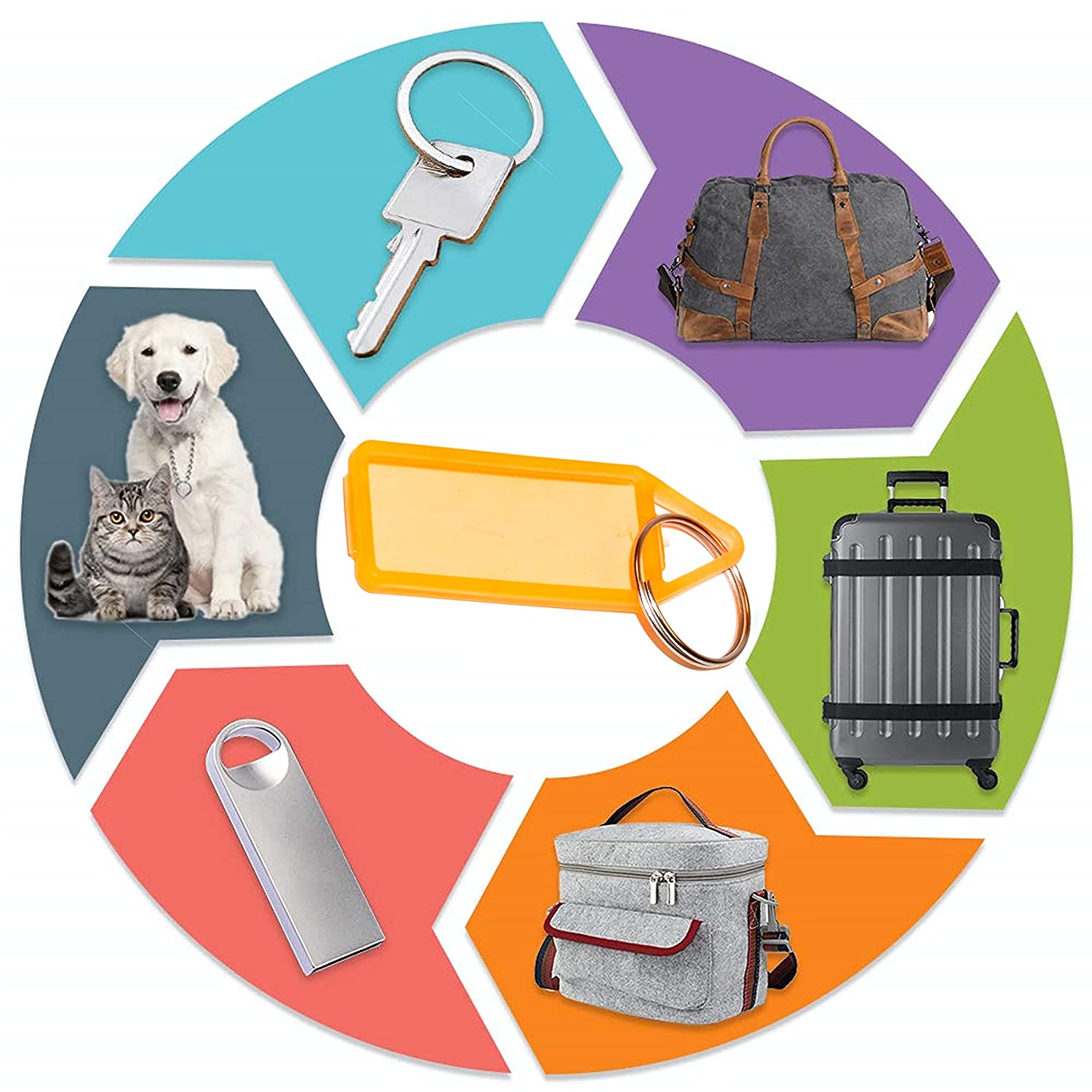 50pc Keychain Tag Label Used For Decorative Purpose On Keys And All.