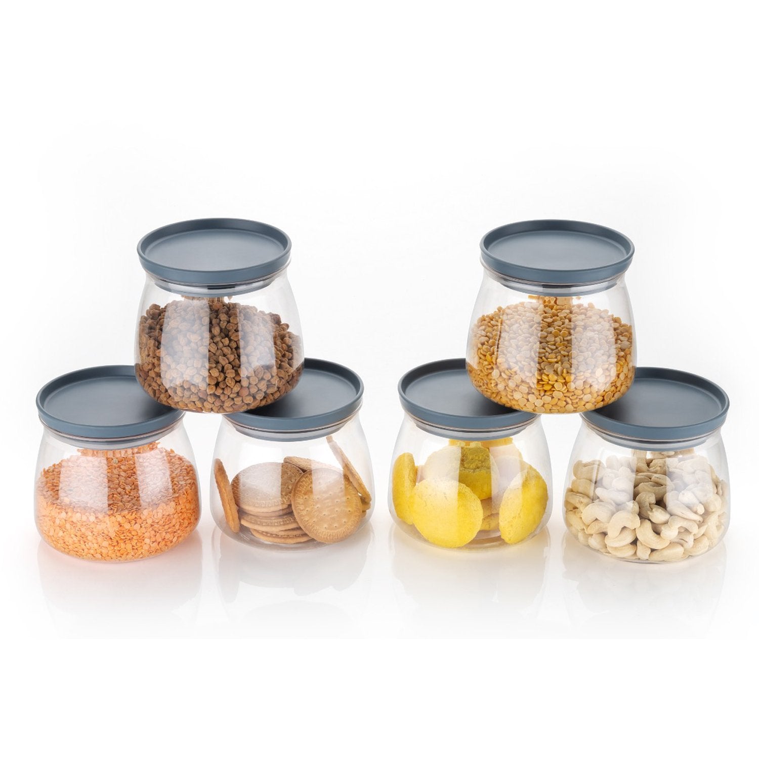 Matka Shaped Jar With Air Tight Leak Proof Lid (Multicolour) (Set Of 6) (900ml)