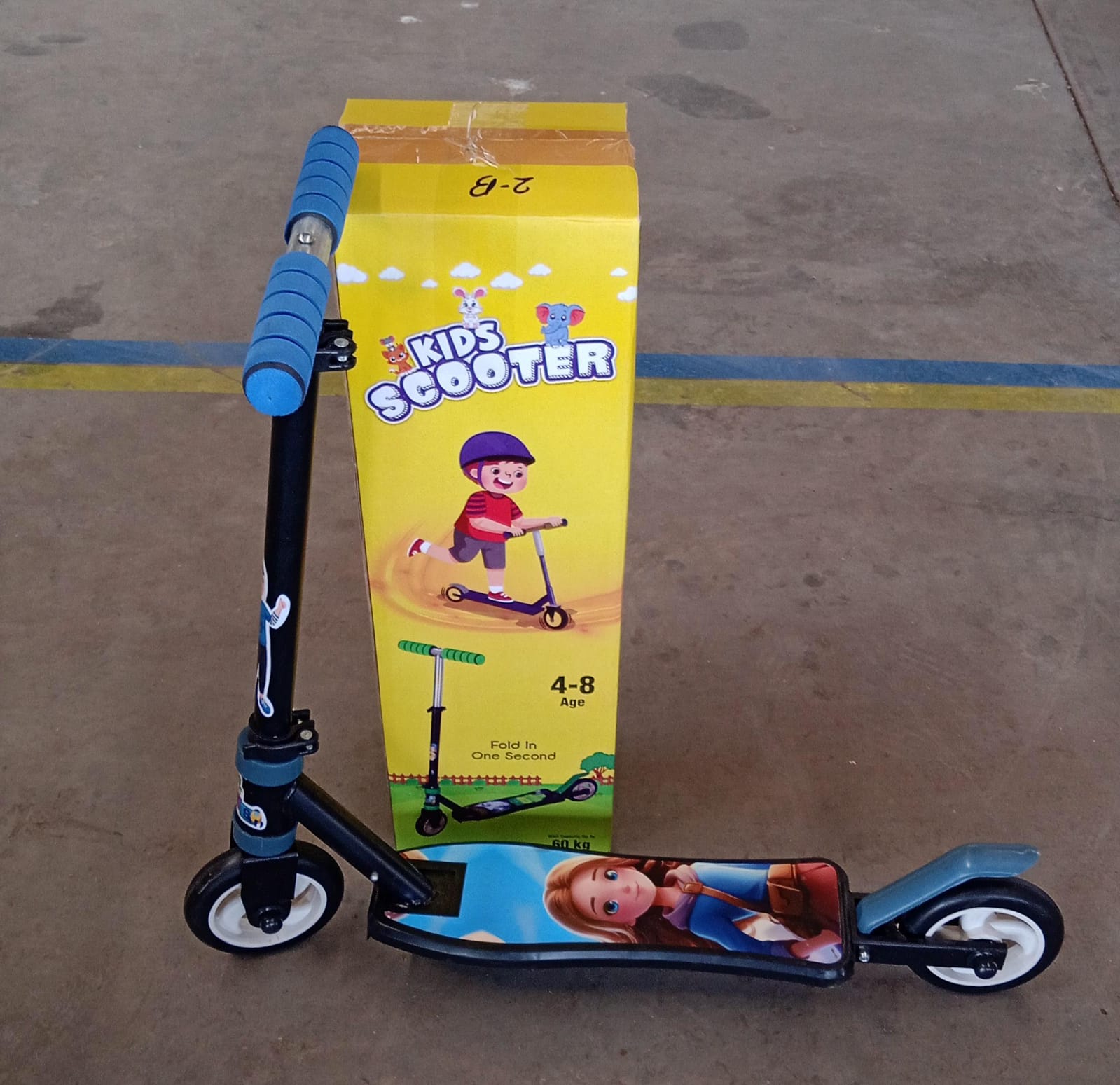 Basic Kids Ride On Leg Push Scooter For Boys And Girls (4 - 8 Years Old Kids) (1 Pc 2 Wheel)
