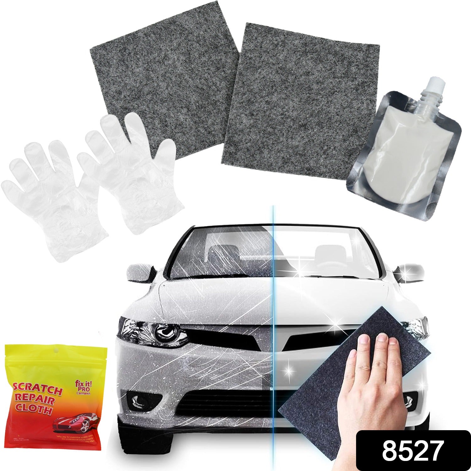Nano Magic Car Scratch Remover Cloth Multipurpose (45 Ml Repair Solution 2 Gloves 2 Nano Cloth)
