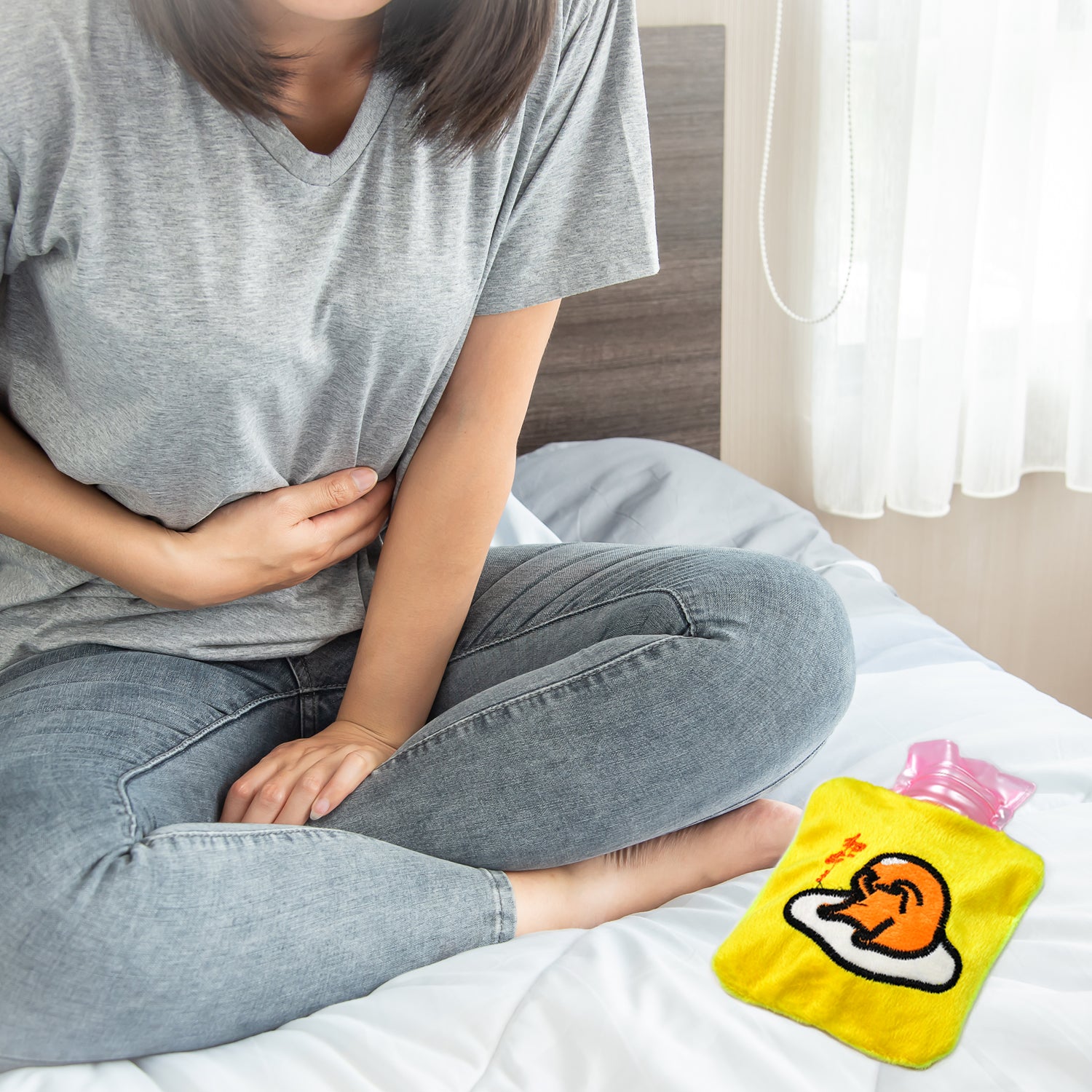 Yellow Duck Head Small Hot Water Bag With Cover For Pain Relief