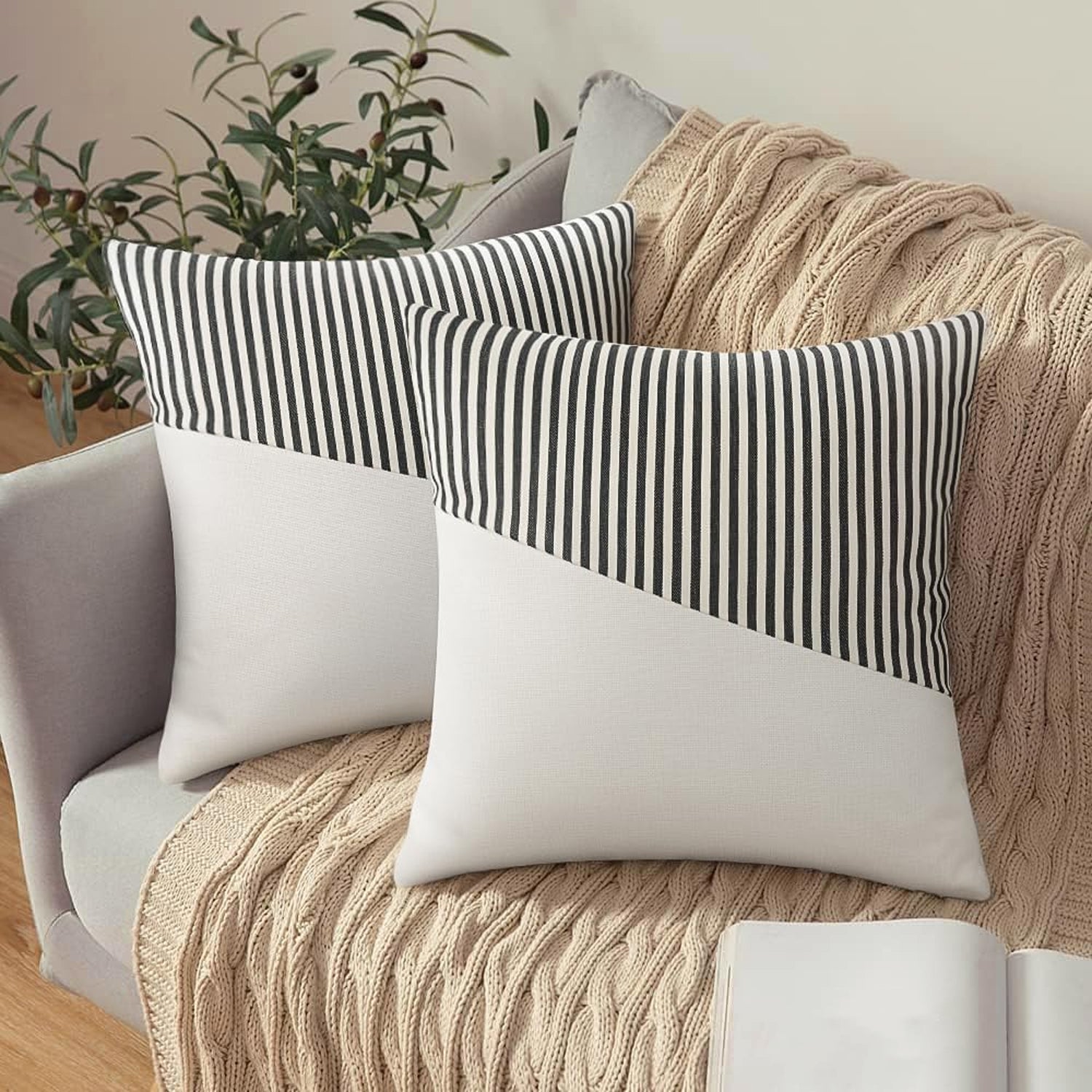Decorative Pillow Covers Cushion Cases Soft Cotton (26*26 Inch 1 Pair 2 Pc)