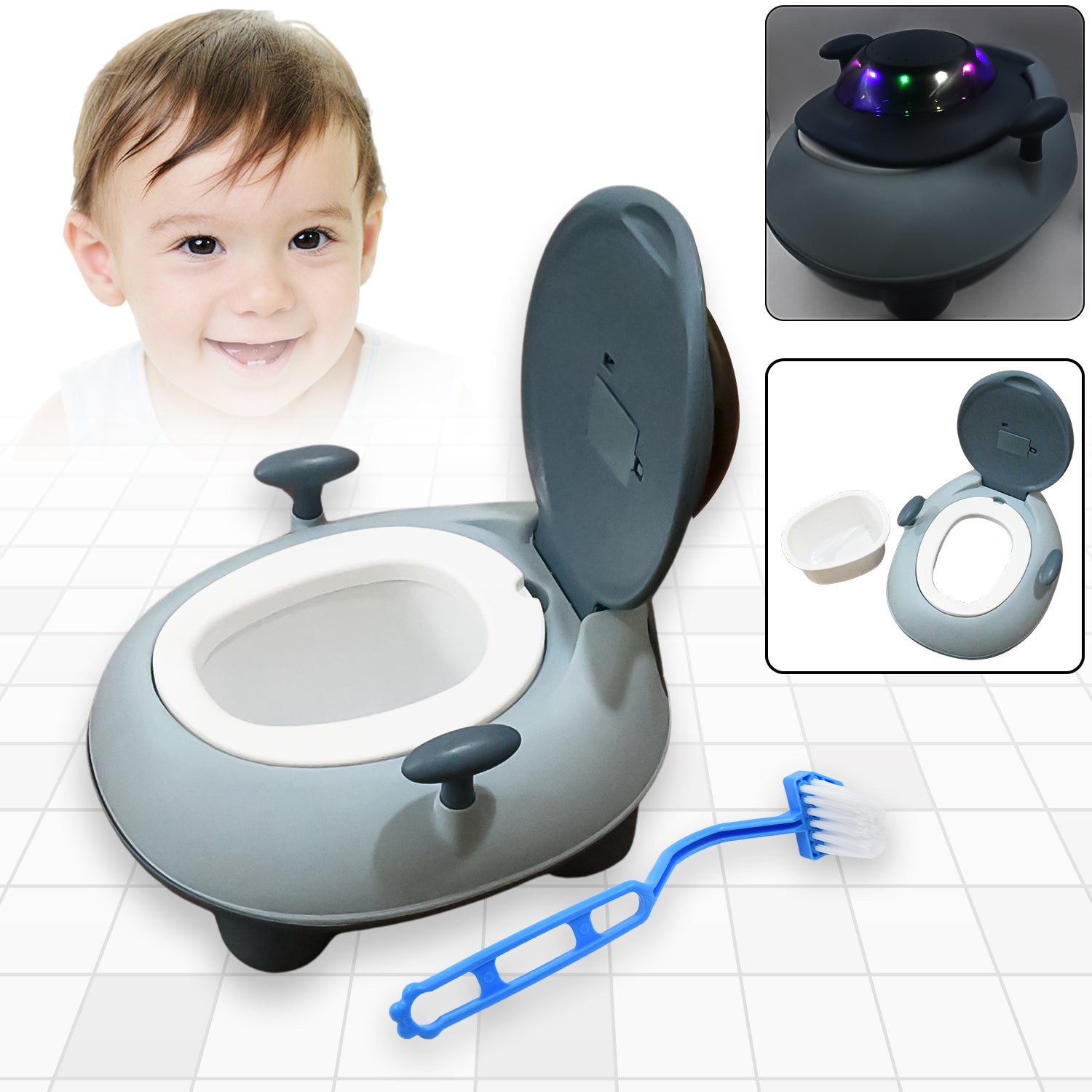 Baby Portable Lighting Music Toilet Baby Potty Training Seat For 1+ Year Child