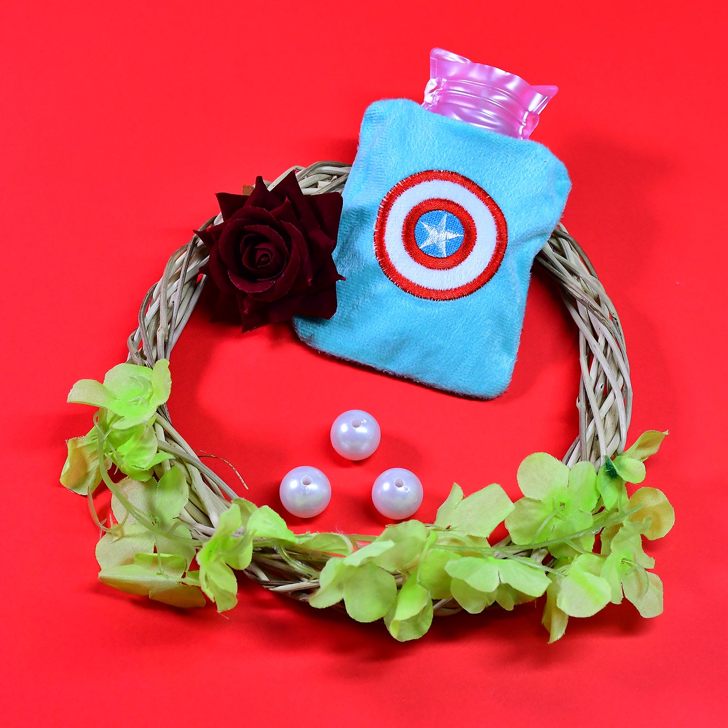 Captain Americas Shield Small Hot Water Bag With Cover For Pain Relief