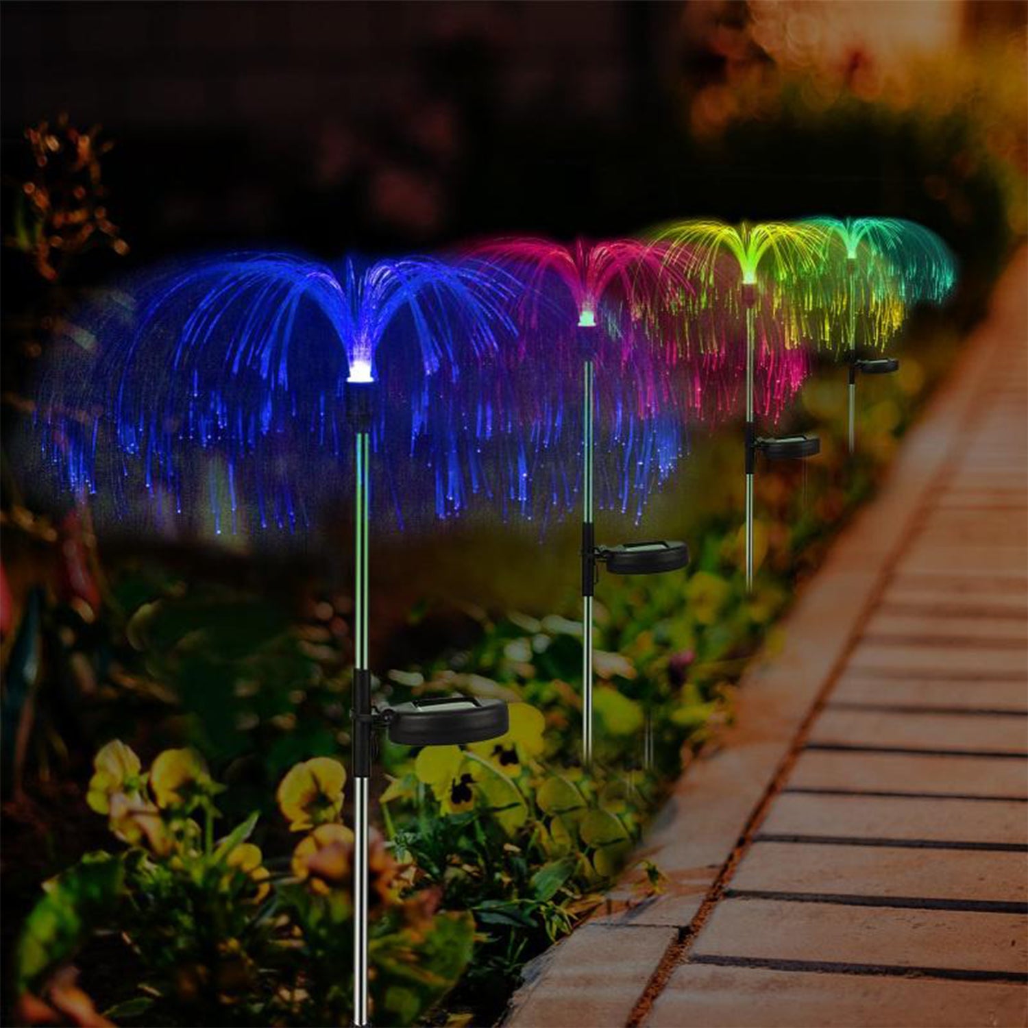 2 pcs Garden Solar Outdoor Lights Decorative 7 Colors Changing RGB Light