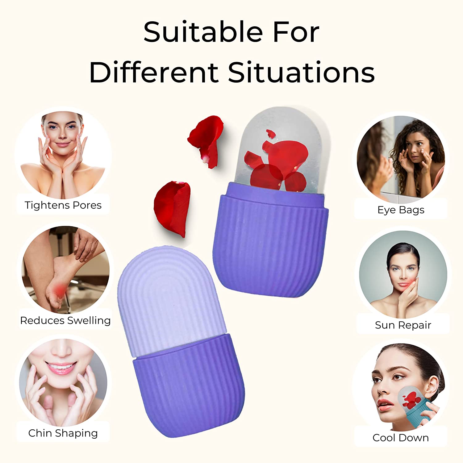 Beauty Ice Roller For Face Massager Eye Reusable Face Rollers Facial Roller (Purple Color)
