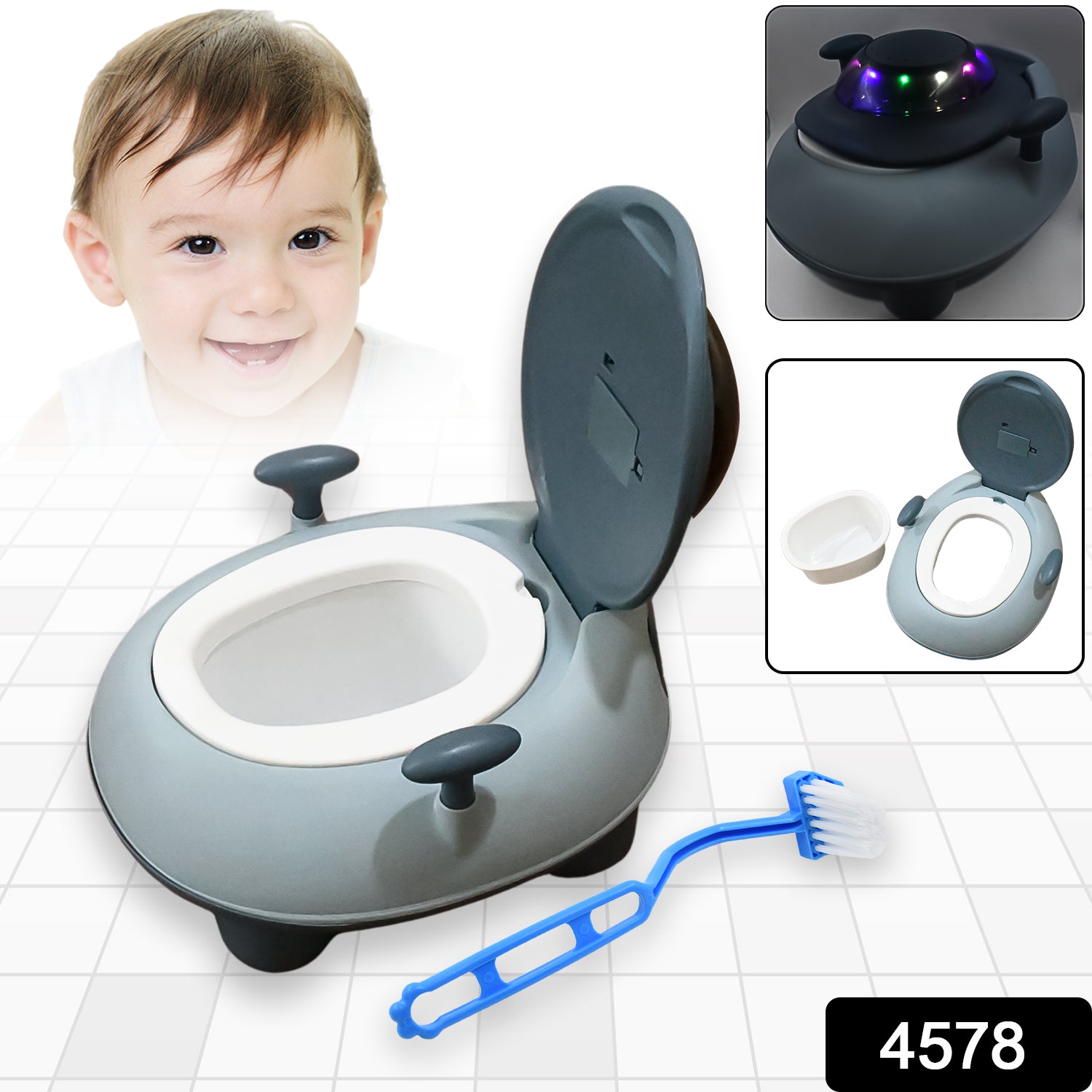 Baby Portable Lighting Music Toilet Baby Potty Training Seat For 1+ Year Child