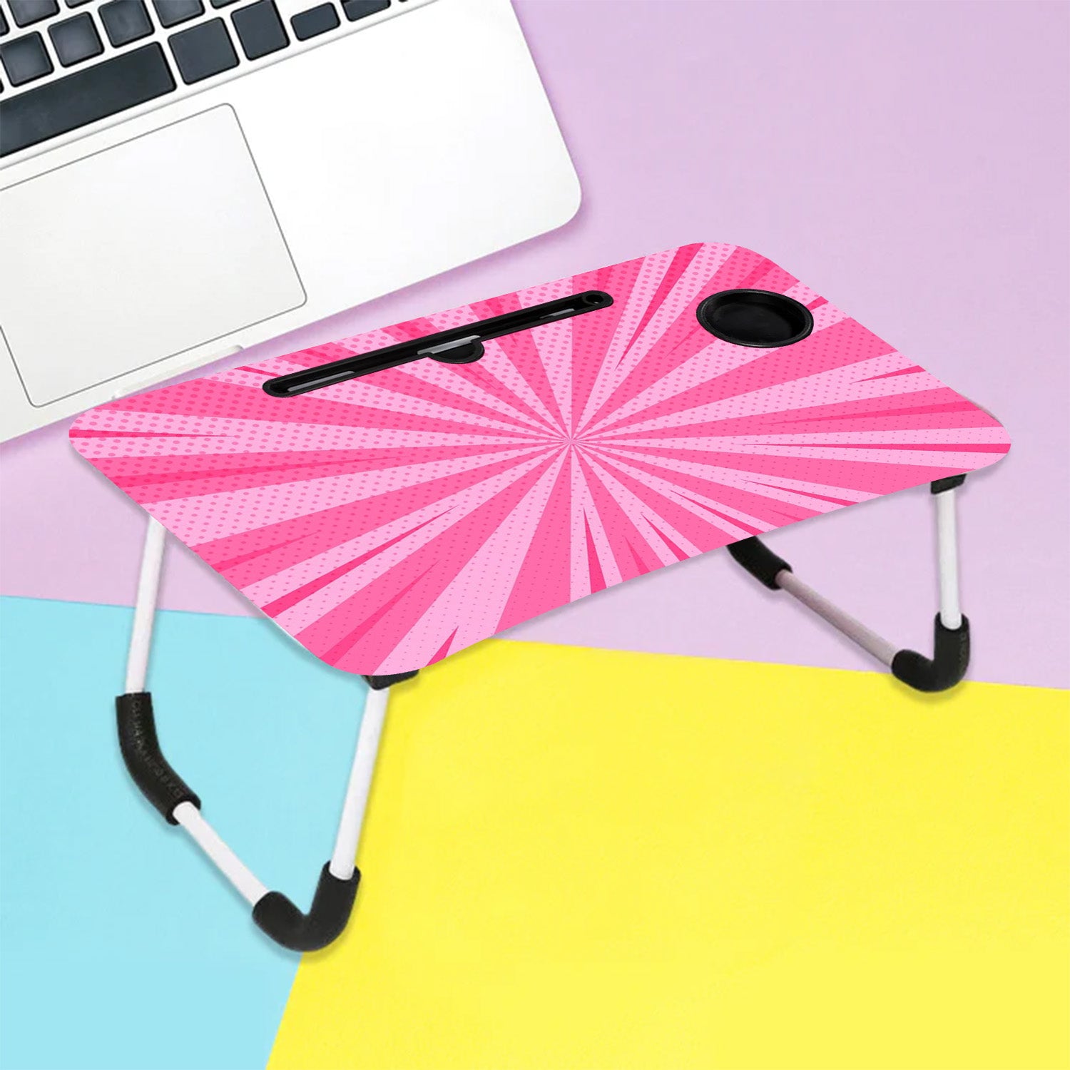 Barbie Design Foldable Bed Study Table With Tablet Slot Cup Holder