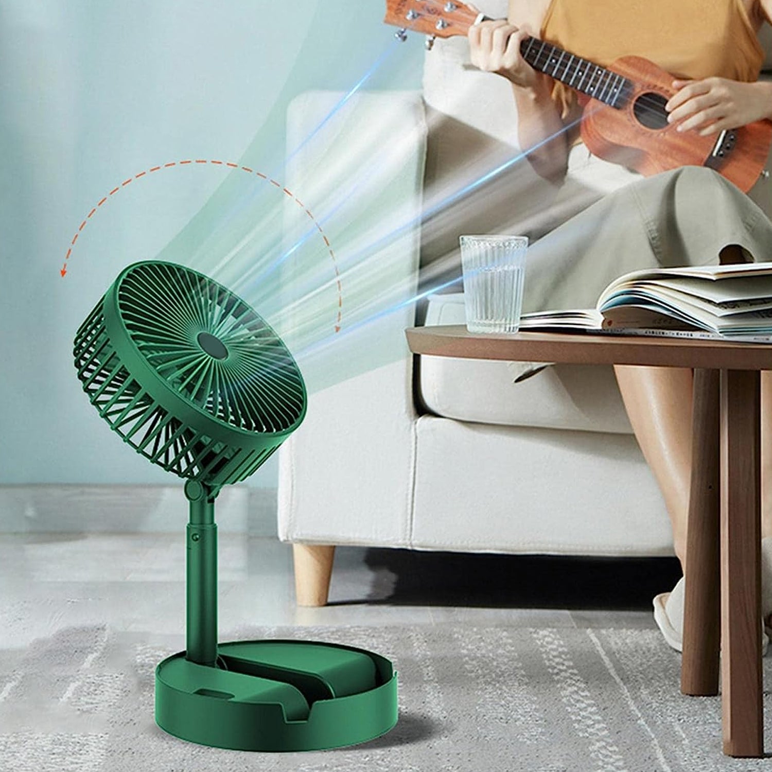 Telescopic Electric Desktop Fan Height Adjustable Foldable (Battery Not Include)