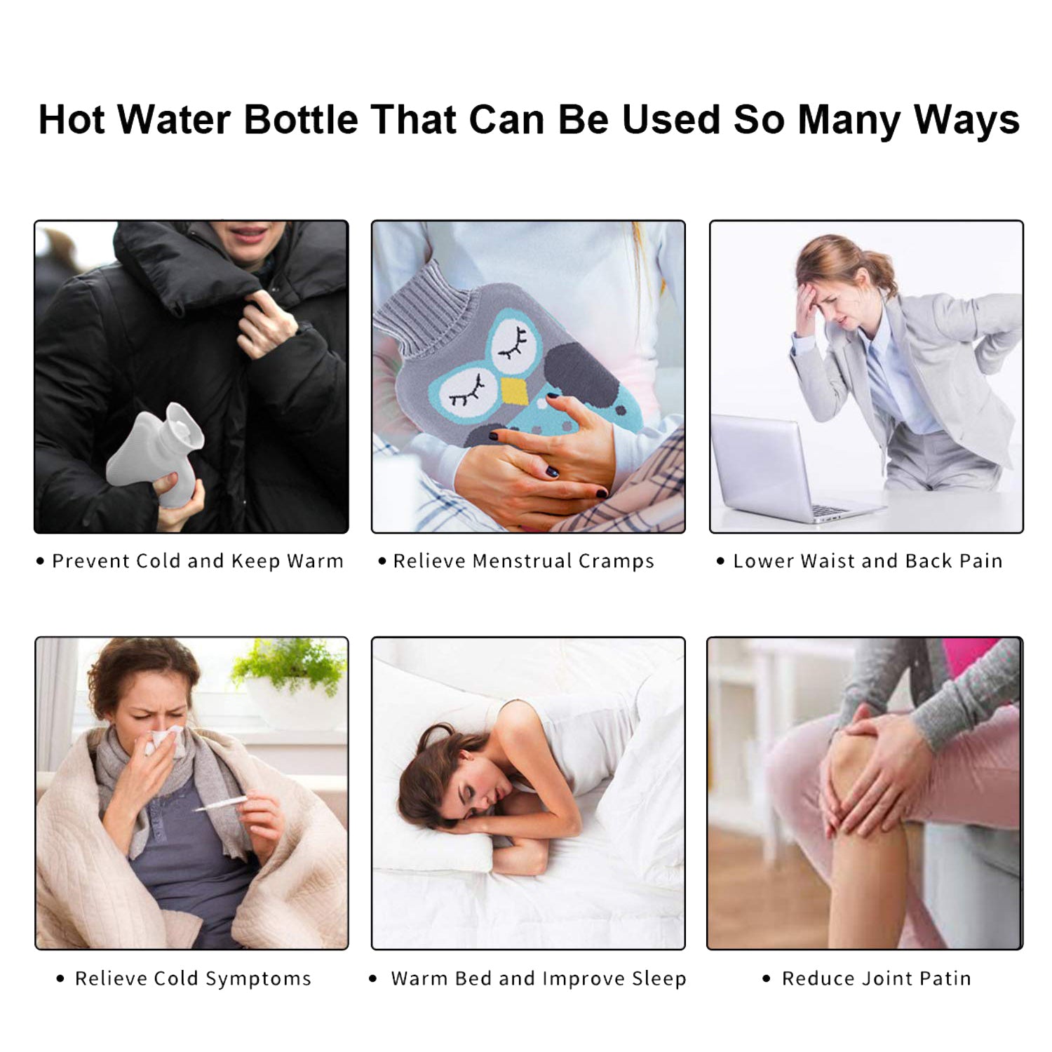 Green Kitty Small Hot Water Bag With Cover For Pain Relief